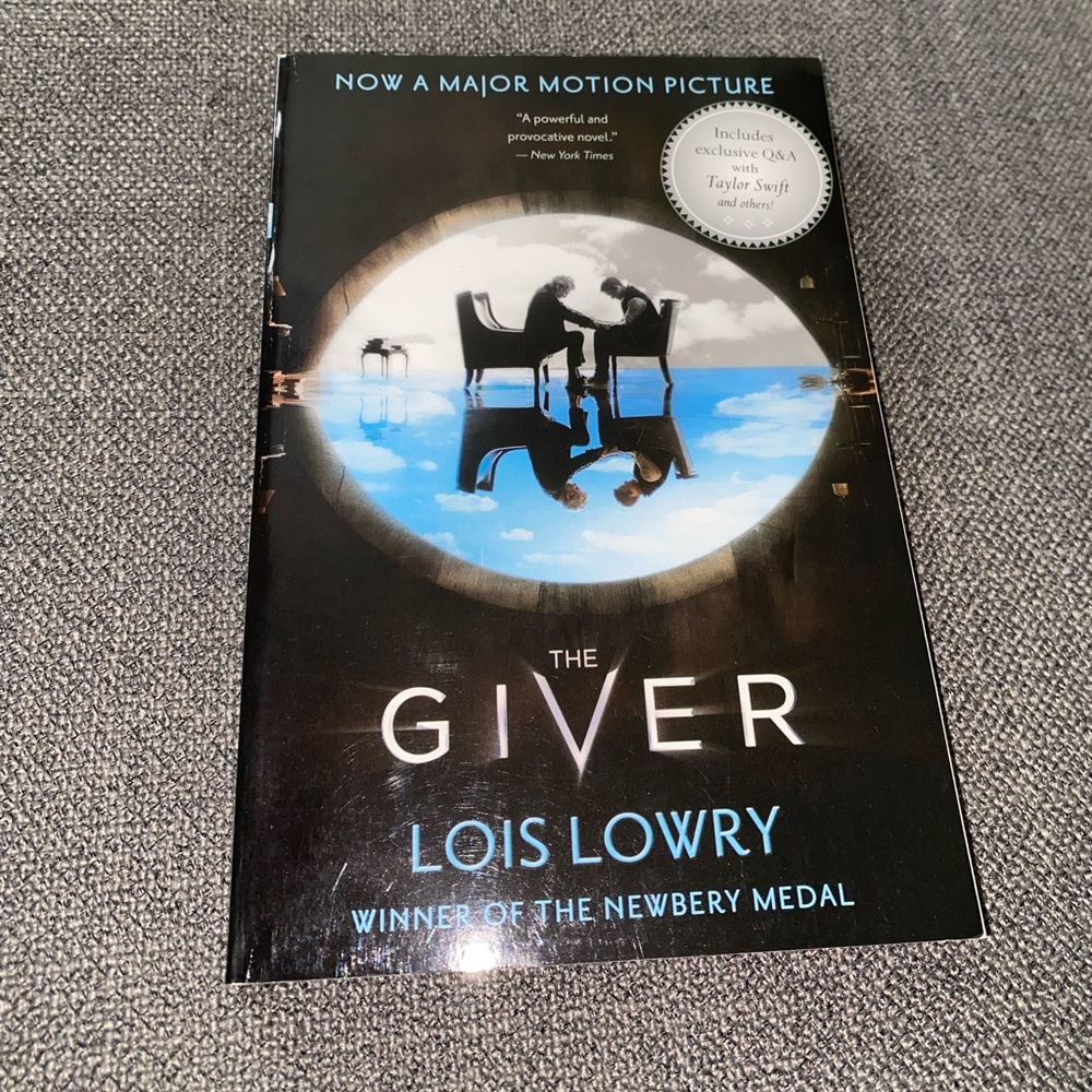 The Giver by Lois Lowry - Black & Blue Paperback Novel